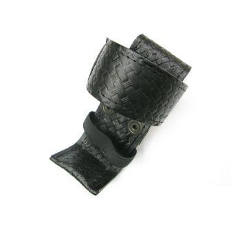 5486-3 Boston Leather Deluxe Adjustable Radio Holder 4 Black Basket Weave Finish