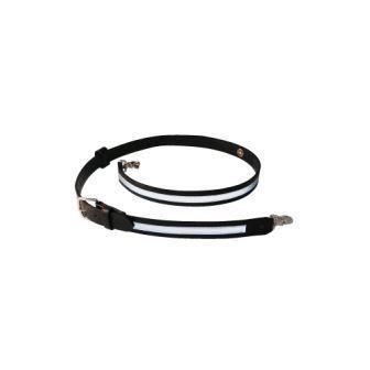 6543R-1-XL Boston Leather Firefighters Radio Strap - Original 1 1/4 Black Extra Large Plain Finish Nickel Hardware Reflective Tape