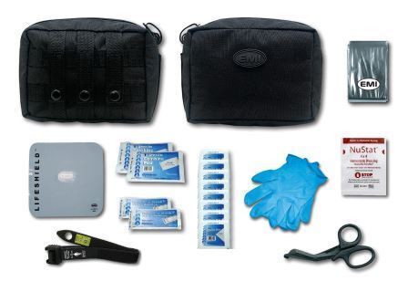 EMI-9134 EMI - Emergency Medical Active Shooter/Bleed Aid Standard Kit Black MOLLE Pouch Plus