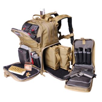 GPS-T1612BPT GPS Tactical Range Backpack - Holds 3 Handguns Tan