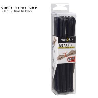 NIGTPP12-01-R8 Nite-Ize Gear Tie ProPack 12 - 12 Pack - Black