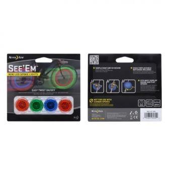 NINSE-A1-4R3 Nite-Ize See'Em Mini Spoke Lights - 4 Pack Assorted