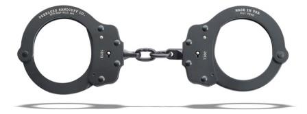 PR-4709-10 Peerless Handcuff Company Model 730C Superlite Chain Link Handcuff Black 10 Pack