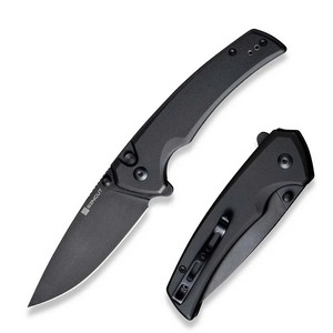SN-S21022B-1 SENCUT Serene Flipper Folding Pocket Knife Aluminum Handle Black