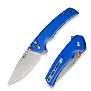 SN-S21022B-4 SENCUT Serene Flipper Folding Pocket Knife Aluminum Handle Blue