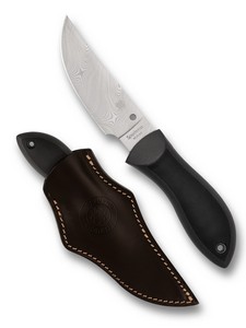 SPY-FB01PGYD Spyderco Moran Fixed Blade Knife Upswept Grey Damasteel Sprint