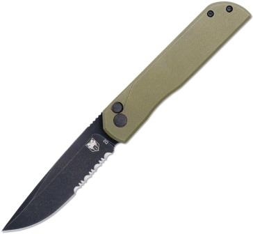 CBTPLRODBDS Cobratec Prowler Button Lock Pocket Knife Drop Point OD Green