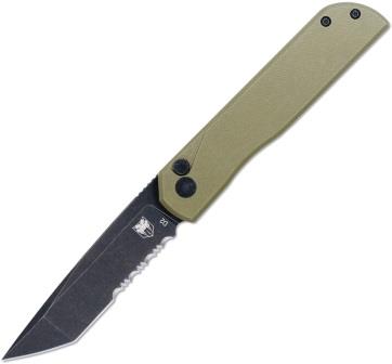 CBTPLRODBTS Cobratec Prowler Button Lock Pocket Knife Tanto OD Green