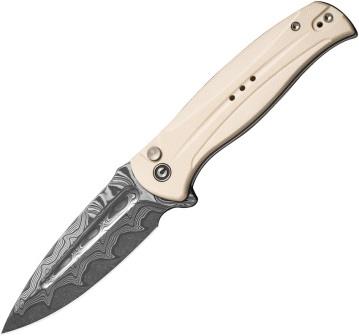 CIVC23053DS1 Civivi Incindie Button Lock Pocket Knife Damascus