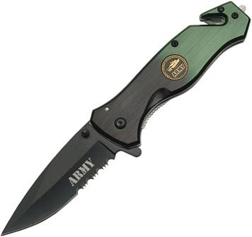 Rescue Linerlock Pocket Knife Spring Assisted Army - CN300202AR