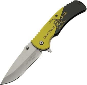 CN300543YB Rite Edge Don't Tread Linerlock Pocket Knife Spring Assisted