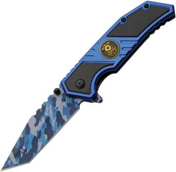 CN300598PO Rite Edge Police Camo Linerlock Pocket Knife Spring Assisted