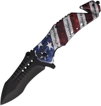 CN300599US Rite Edge 5 Inch USA Flag Linerlock Pocket Knife Spring Assisted