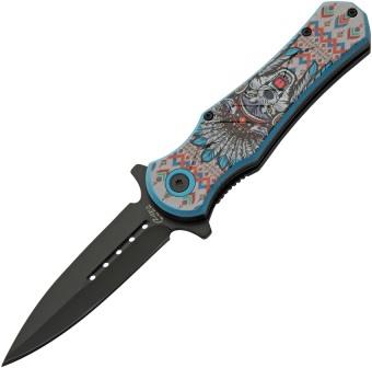 CN300603WF Rite Edge Headdress Linerlock Pocket Knife Spring Assisted Wolf