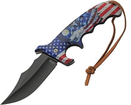 CN300607US Rite Edge Defender Linerlock Pocket Knife Spring Assisted Wolf
