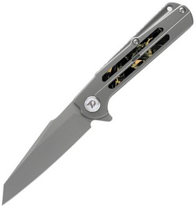 DTK3403Y Dreamtech Framelock Pocket Knife Titanium Carbon Fiber Yellow