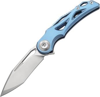 DTK3665BL Dreamtech Button Lock Pocket Knife Titanium Blue