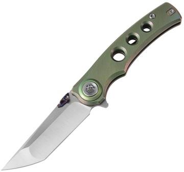 DTK3915TGR Dreamtech Button Lock Pocket Knife Titanium Green