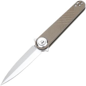 DTK4052GD Dreamtech Button Lock Pocket Knife G10 Desert Tan