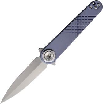 DTK4052TBL Dreamtech Button Lock Pocket Knife Blue Titanium