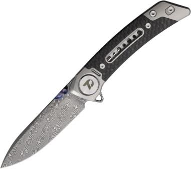 DTK9610TCD Dreamtech Framelock Pocket Knife Damascus Titanium Carbon Fiber