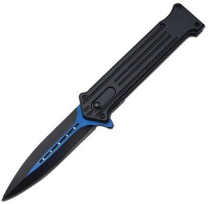 EE10970BL ElitEdge Spring Assisted Opening Dagger Linerlock Pocket Knife Blue