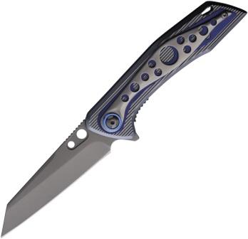 EE10A109BBL ElitEdge Linerlock Pocket Knife Spring Assisted Black/Blue Aluminum