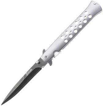 EE10A128SL ElitEdge Linerlock Pocket Knife Spring Assisted Opening Silver