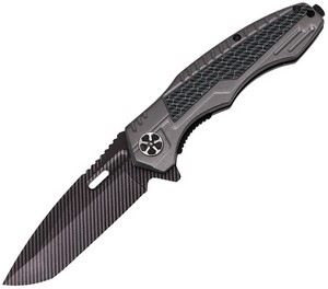 ElitEdge Linerlock Pocket Knife Spring Assisted Opening Gray Carbon Fiber - EE10A135GY