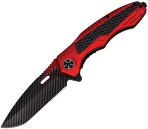 ElitEdge Linerlock Pocket Knife Spring Assisted Opening Red Carbon Fiber - EE10A135RD