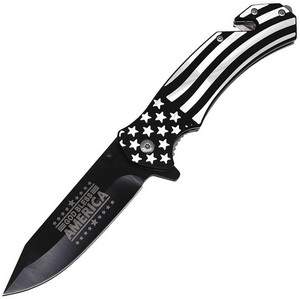 EE10A144SFB ElitEdge Rescue Linerlock Pocket Knife Spring Assisted Opening God Bless America