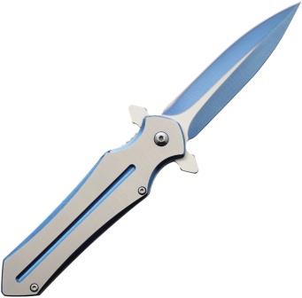 EE10A38BL ElitEdge Linerlock Pocket Knife Spring Assisted Blue
