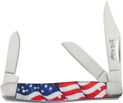 ER42453AF Elk Ridge Stockman Pocket Knife Flag