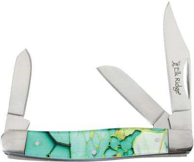 ER42453LG Elk Ridge Stockman Pocket Knife Light Green