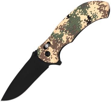 FLNKS1510AR Falcon Crossbar Lock Pocket Knife Camo Spring Assisted Opening