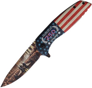 FLNKS22504 Falcon Linerlock Pocket Knife Spring Assisted Opening USA 250th