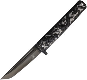 Falcon Dragon Linerlock Pocket Knife Spring Assisted Opening Black - FLNKS3024BK