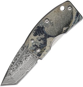 GS11612 G.Sakai Money Clip Framelock Pocket Knife Blue Wave