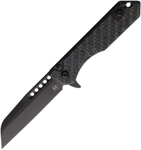 H2136AGLOCF Heretic Jinn Button Lock Pocket Knife Glow in the Dark Carbon Fiber