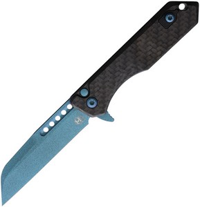 H213MTCF Heretic Jinn Button Lock Pocket Knife Teal Carbon Fiber