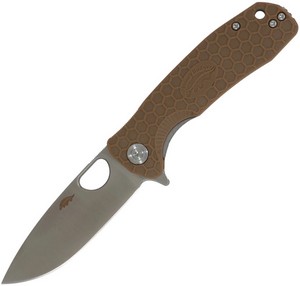Honey Badger Large Linerlock Pocket Knife Drop Point Tan - HB1010