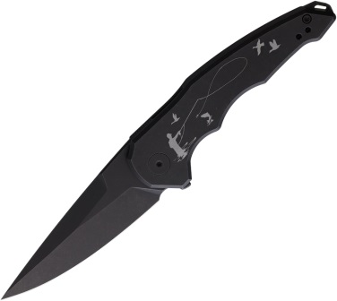 HOB037 Hoback OneSam Fly Fishing Lockblade Pocket Knife Black