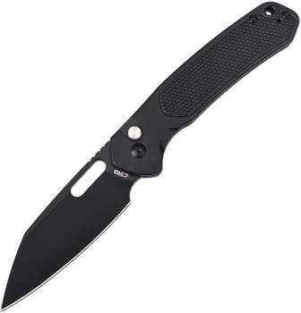 J1925ALBBK CJRB Large Pyrite Button Lock Pocket Knife Black