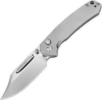 J1942TI CJRB Bowie Pyrite Button Lock Pocket Knife Titanium