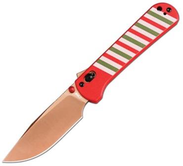J1960MRE CJRB Bolt Recoil Lock Pocket Knife Red Stripes