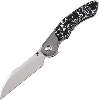 K1059A2 Kansept Cosmos Framelock Pocket Knife White/Black Carbon Fiber