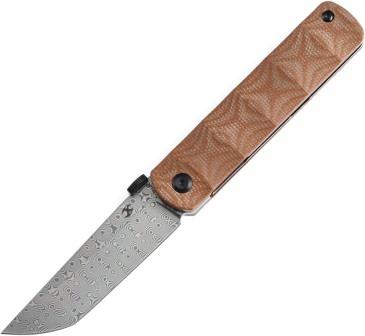K1064A4 Kansept BTF Linerlock Pocket Knife Brown Damascus
