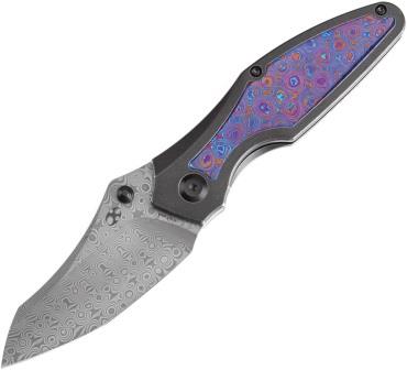 Kansept Baba Yaga Framelock Pocket Knife Damascus Blade - K1074A8