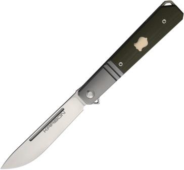 KARBON Flatline Framelock Pocket Knife OD Green G10 154CM - KARB114
