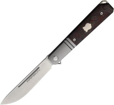KARBON Flatline Framelock Pocket Knife Red/Black Carbon Fiber - KARB115